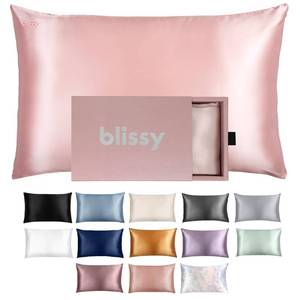 lot 2204 image: Blissy Silk Pillowcase - 100% Pure Mulberry Silk - 22 Momme 6A High-Grade Fibers - Silk Pillow Cover for Hair & Skin - Regular, Queen & King (Pink, Queen)