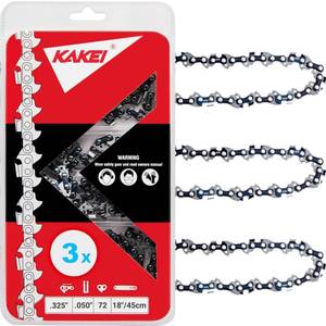 lot 2258 image: KAKEI Chainsaw Chain 18 Inch .325 Pitch .050 Gauge 72 Drive Links Fits Husqvarna 440, Echo CS-400, Jonsered - 591094872, 20lpx072g, H72 (3 Chains) - Semi Chisel