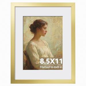 lot 2265 image: HappyHapi 8.5x11 Picture Frame Gold, Wall or Tabletop Display, 1 Pack