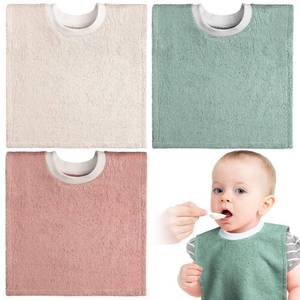 lot 2266 image: Foaincore 3 Pcs Full Coverage Toddler Bibs Pullover Baby Bibs Absorbent Cotton Terry Towel Toddler (Elegant Colors)