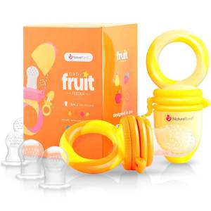 lot 2273 image: NatureBond Baby Food FeederFruit Feeder Pacifier Nibbler (2 Pack) - Infant Teething Toy Teether Weaning in Appetizing Colors   Additional Silicone Sacs
