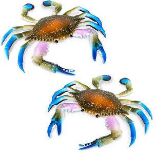 lot 2283 image: Plastic Fake Crab, 6.6x 5.3, 2-Piece Realistic Set, Aquarium Decor