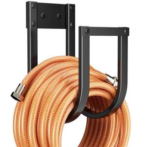 lot 2291 image: Garden Hose Holder Wall Mount - Metal Water Hose Hanger for Outside, Durable Hook for Garden, Garage, or Yard Storage (2 Pack)