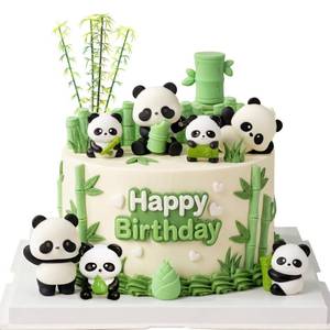 lot 2295 image: 15Pcs Panda Cake Topper Panda Birthday Cake Decorations Bamboo Cake Topper