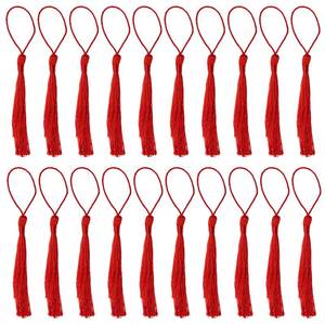 lot 2316 image: Tupalizy Mini Silky Handmade Soft Flossy Bookmark Tassels with Cord Loop for Keychain Earring Jewelry Making, Souvenir, Graduation, Clothing Sewing, Gift Tag DIY Craft Projects, 20PCS (Red)