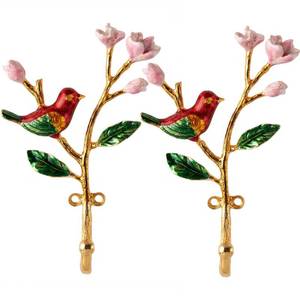 lot 2326 image: XKTIAN Metal Wall Hooks Rack Hanger with 3D Bird & Flower Buds Shape Golden Ornate Style for Hanging Clothes Coats Towels Keys Hats (2, GoldBird)