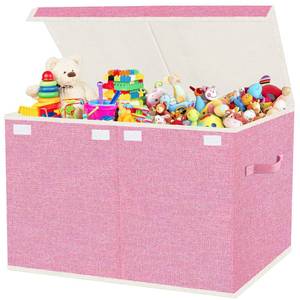 lot 2332 image: VERONLY Toy Storage Box with Lid, Collapsible 82L Pink