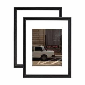 lot 2340 image: Scholartree 11x14 Picture Frame Black, Display 11x14 without Mat or 8x10 with Mat, Wall Gallery Photo Frames
