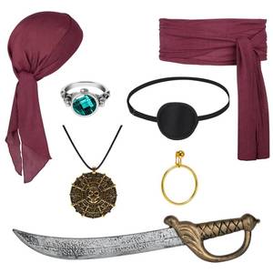 lot 2342 image: A 7 PCS Pirate Costume Accessories Women Men,Captain Pirate Accessories Set,Halloween Party Cosplay