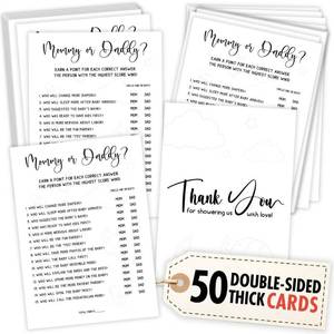 lot 2360 image: WOODAMORE Guess Who Mommy or Daddy Baby Shower Game, 50 Pc Gender Neutral
