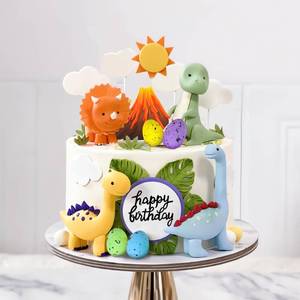 lot 2361 image: Clay Dinosaur Cake Toppers Dinosaur Egg Volcano Cake Decorations for Boy Girl Kid Dinosaur Theme Birthday