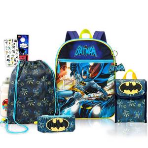 lot 2371 image: DC Comics Batman Backpack with Lunch Box for Boys  Accessories Bundle