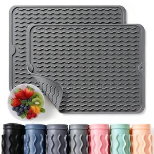 lot 2378 image: 2 Pack Caketime Silicone Dish Drying Mat for Kitchen Counter Heat Resistant Under Sink Waterproof Coffee Bar Accessories Dining Rack Stone Utensil Holder Countertop Decor Must Haves 2026