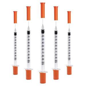 lot 2383 image: U-100 1cc Syringes with 31g 516 (8mm) , Individually Wrapped, Pack of 100