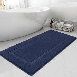 lot 5043 image: SHACOS Extra Soft Microfiber Bathroom Runner Rug 47x20, Navy Blue