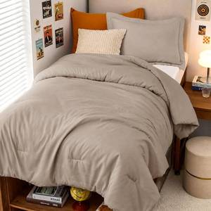 lot 5047 image: MUXHOMO TwinTwin XL Comforter Set, All Season Ultra Soft Down Alternative Bedding - 3 Piece Lightweight Bed Set Includes 1 Comforter (68x88) and 1 Pillow Shams (20x26), Dark Linen
