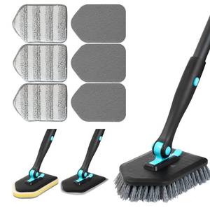 lot 5067 image: 3 in 1 Scrub Cleaning Brush with Long Handle 51 - Shower Bathtub (Black)