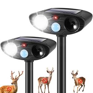 lot 5068 image: 2026 2Pack Sonic Fortress Pro Deer Repellent Devices Solar Ultrasonic Animal Repellent with Motion Sensor&Flash Light-IP65 Waterproof Cat Repellent for Raccoon,Squirrel Fortress Pro-Flowers,Yard,Plant