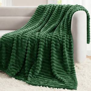 lot 5078 image: CozyLux Dark Green Throw Blanket for Couch & Bed, 50 x 60 Inch