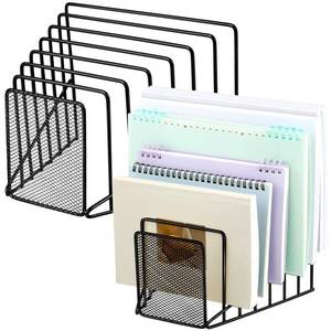 lot 5080 image: Chivertion 2 Pcs 7 Section Wire File Organizer for Desk, Metal Mesh Incline File Holder, Letter & Magazine Folder Rack, Desktop Paper Sorter for Home Office Back to School (Black)