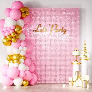 lot 5095 image: COKAOBE LiteGrid Series Shimmer Wall Backdrop - 24Pcs Baby Pink