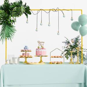 lot 5105 image: Xiomot Over The Table Rod Stand with Clamps Gold Table Arch Banner Stand