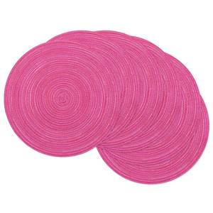 lot 5115 image: SHACOS Round Braided Placemats Set of 6 Cotton Polyester Woven Place Mats 15 inch Washable Table Mats for Kitchen Dining Tables (Hot Pink, 6)