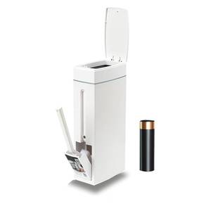 lot 5119 image: Rv Camper Trash Can Inside Space Saving & Odor-Proof, Skinny Bathroom Trash Can and Toilet Brush Set, Ultra Slim Trash Can Bathroom with Lid, Small Garbage Can Tiny Trash Bin Built-in Bag Dispenser