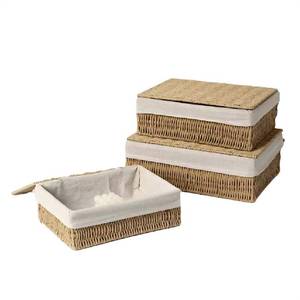 lot 5133 image: Rattanzenith Large Storage Baskets with Lid Set of 3, Woven Bins with Liner