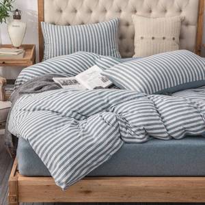 lot 5146 image: PURE ERA Jersey Duvet Cover Set Heather Blueish Grey Stripe King