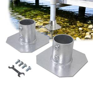 lot 5169 image: Vlaeng Stationary Dock Bottom Pad 2 Pcs, 8 X 8 Stationary Dock Base Plate Hardware, Floating Dock Brackets Hardware for Foot Post Pipe Pole Leg,Support and Hold Docks & Prevent Sinking into Mud