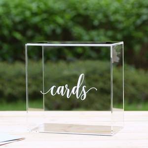 lot 5174 image: UNIQOOO Clear Acrylic Card Box wSlot, Thick DIY Wedding Box Blank White Print, Large 10x10x5.5 in, for Reception Decoration Fundraiser Money Box Election Ballot Graduation Keepsake Party Favor