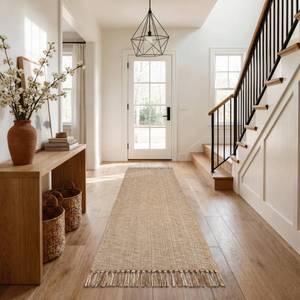 lot 5177 image: Collive Boho Hallway Runner Rug, 2.6 x 7 Washable Bathroom Mats