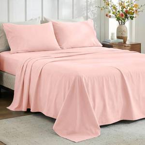 lot 5188 image: GOKOTTA 4-Pcs King Size Sheets Set, 10-16 Deep Pocket, Non-Slip Elastic Corner Straps, Washed & Brushed Microfiber Polyester - Hotel Luxury, Ultra Soft, Breathable, Wrinkle-Free, Anti-Rip -Blush Pink