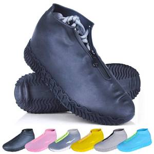 lot 6150 image: ydfagak Shoe Covers Waterproof Reusable Foldable Not-Slip Rain Shoe Covers with Zipper,Shoe Protectors Overshoes Rain Galoshes for Kids Men and Women (Black, L (Women 8-12, Men 7-11))