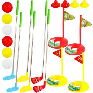 lot 6159 image: Spaluck 24 Pcs Toddler Golf Set Retractable Golf Clubs for Kids Indoor and Outdoor Sports Christmas Toy for Boys Girls Birthday Gifts, 3 Colors