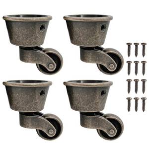 lot 6170 image: 4 Pcs Antique Swivel Cup Casters, Vintage Zinc Alloy Furniture Casters, Universal Round Swivel Wheels, 360° Silent Pulley Wheels with Screws, Ideal for Sofas, Tables, Chairs, Cabinets