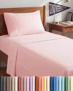 lot 6178 image: Twin XL 3 Piece Sheet Set - College Dorm Room Essentials - Baby Pink
