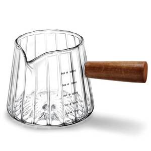 lot 6180 image: Espresso Measuring Cup 6 Oz, Espresso Glass Cups with Wood Handle, Milk Frothing Cup, Espresso Cup for Coffee, Milk, Tea or Maple Syrup Serving