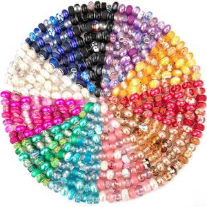lot 6188 image: 220 Pcs European Large Hole Spacer Beads, Zyehxed Assortment European Craft Beads Colorful Rhinestone Lampwork Beads Fairy Garden Beads For DIY Charms Bracelet Necklace Earring Jewelry Making Supplies