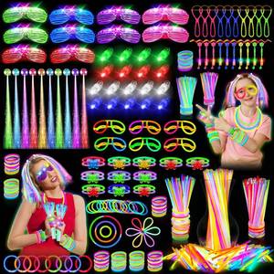 lot 6193 image: OLUPP Glow in the Dark Party Supplies, 264 PCS Light Up Party Favors with LED Glasses,Glow Sticks,Finger Lights,LED Hair Clips,Slingshot,Glasses Molds,Butterfly Bracelet for Birthday,Raves,New Year