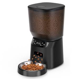 lot 6194 image: Automatic Cat Feeder, Cat Food Dispenser with Stainless Steel Bowl, Timed Portion Control 20 Portions 6 Meals Per Day, Voice Recorder, Dual Power Supply for Small Dogs