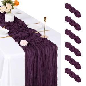 lot 6199 image: ACSUIT 6 Pack Dark Purple Cheesecloth Table Runner, 17 x 108 inch, Semi Sheer Boho Cheese Cloth Fabric Table Runner Bulk for Wedding , Birthday, Party, Holiday, Home Decor (Dark Purple)