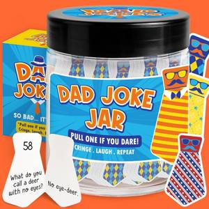 lot 6201 image: 60 Dad Jokes Cards Jar - Funny Dad Gifts For Christmas From Daughter, Son