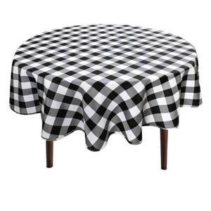 lot 6207 image: Hiasan Waterproof Checkered Round Tablecloth 60 Inch, Black and White