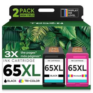 lot 6221 image: TESEN 65XL Ink Cartridges Black Color Combo Pack High-Yield