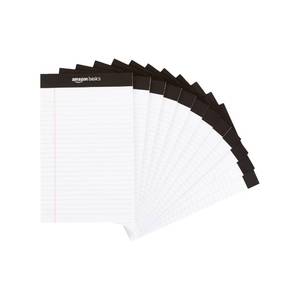 lot 6222 image: Amazon Basics Narrow Ruled Lined Writing Note Pads for Notes, Office Supplies, 5 x 8, White, 12-Pack of 50 Pages, Perforated