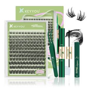 lot 6225 image: KEYYOU Angel A02 Lash Clusters Kit with Bond,Seal, Remover, and Tweezers