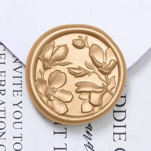 lot 6229 image: UNIQOOO Wax Seal Stickers - 3D Magnolia Wedding Invitation Envelope Botanical Seal Stickers, 100 Pcs Self-Adhesive Light Gold Stickers, Perfect for Invitations, Christmas, Gift Wrapping, Parties