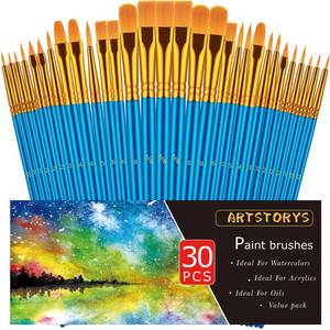 lot 6231 image: Artstorys Paint Brushes Set, 30 Pcs Acrylic Oil Watercolor Painting Brushes